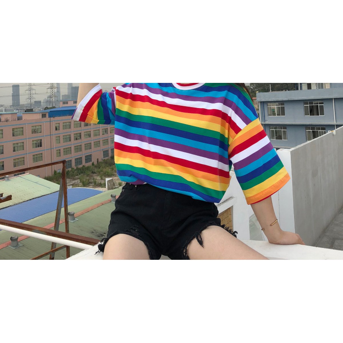Women's Rainbow Striped T-Shirt