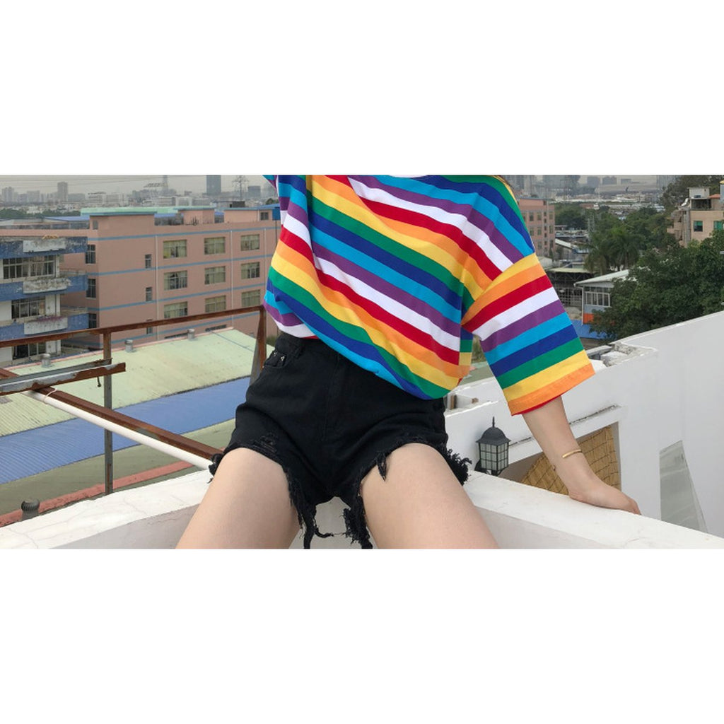 Women's Rainbow Striped T-Shirt