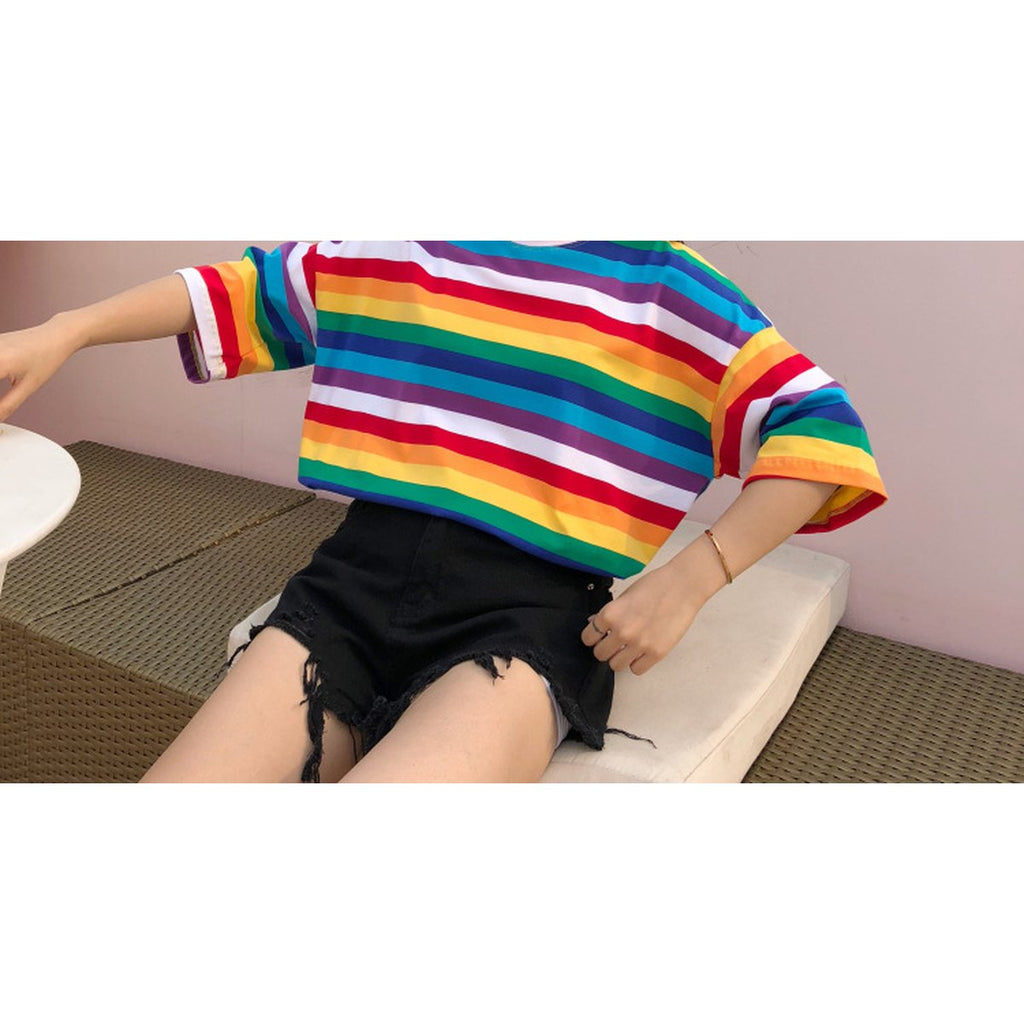 Women's Rainbow Striped T-Shirt