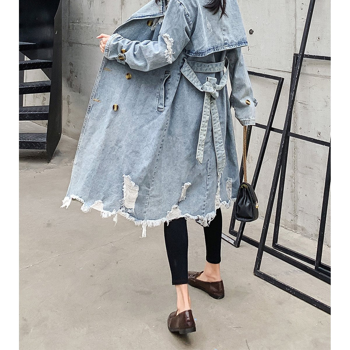 Women's Retro Denim Trench Coat