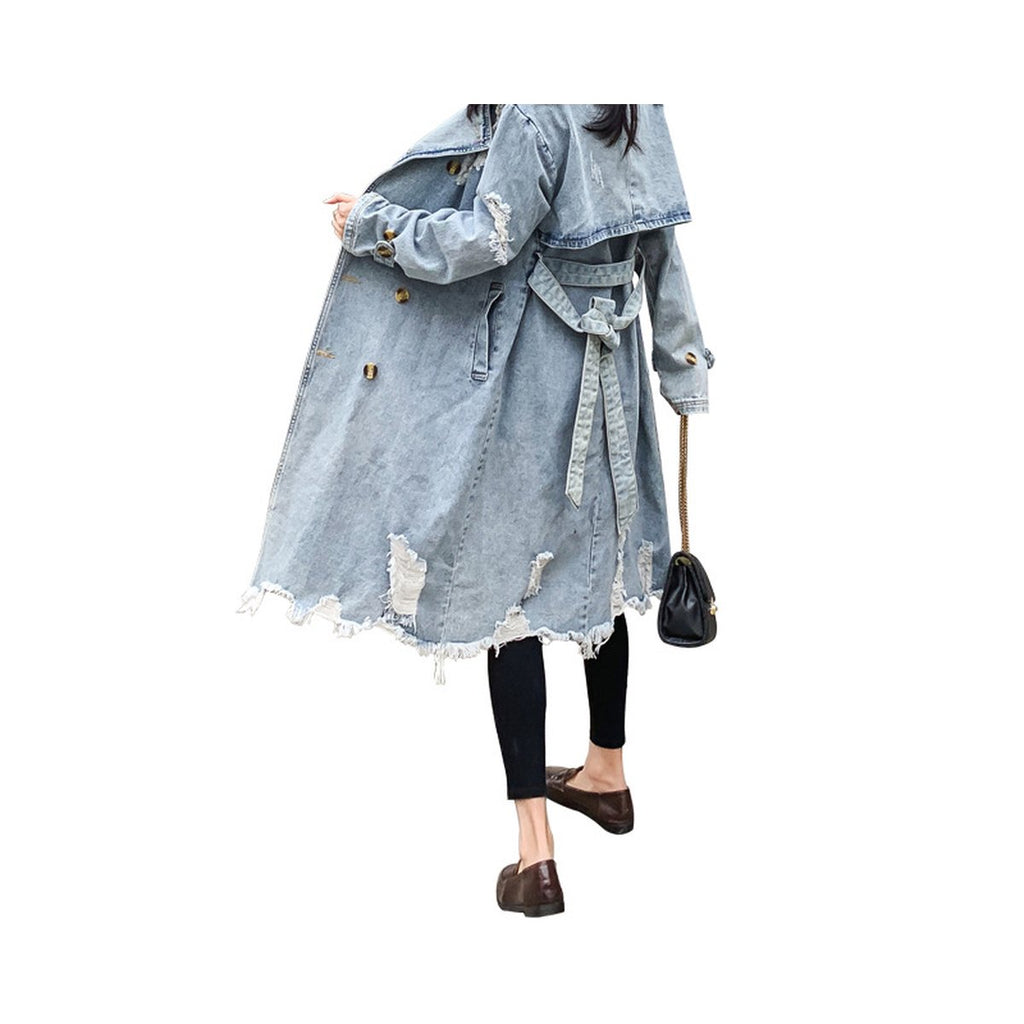 Women's Retro Denim Trench Coat