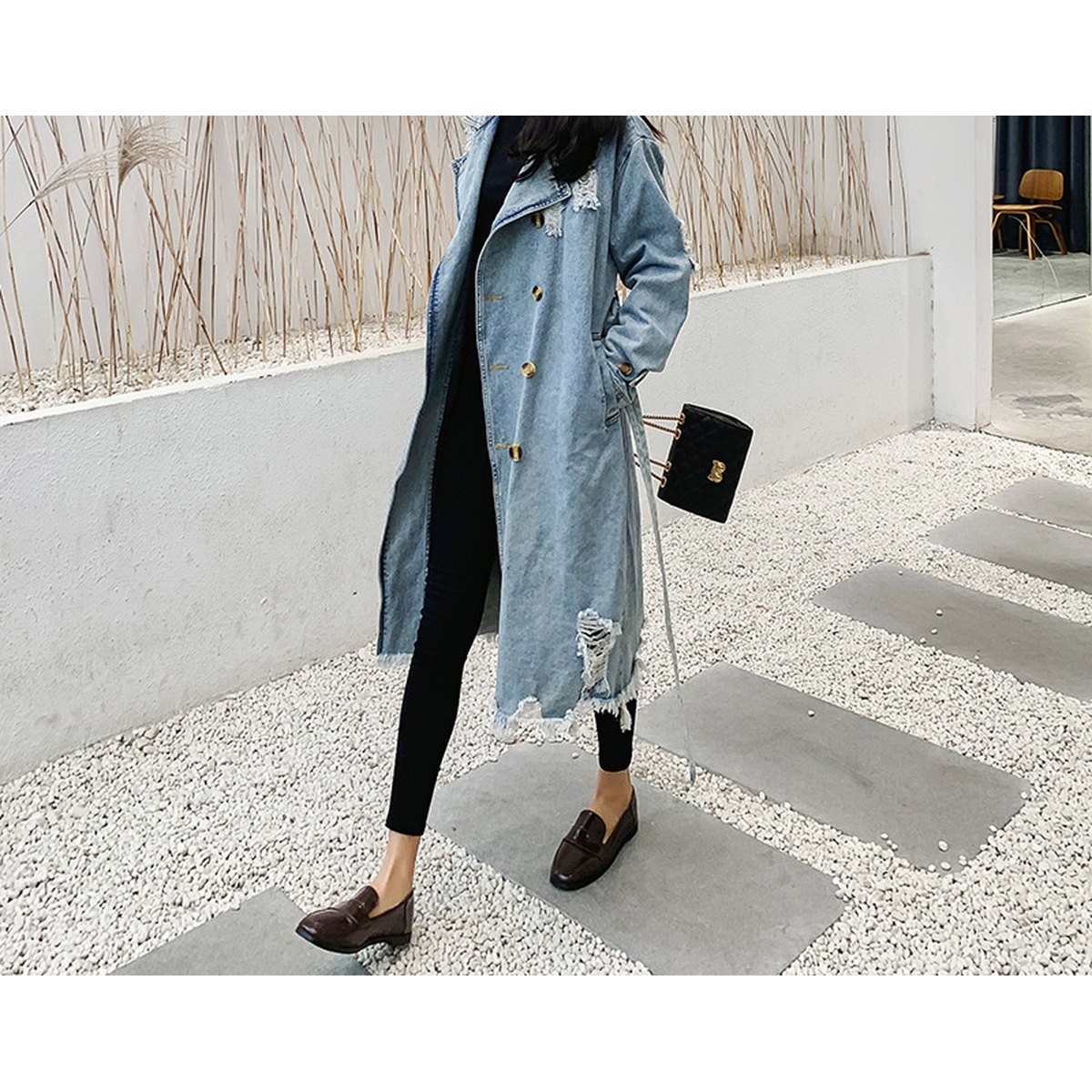 Women's Retro Denim Trench Coat