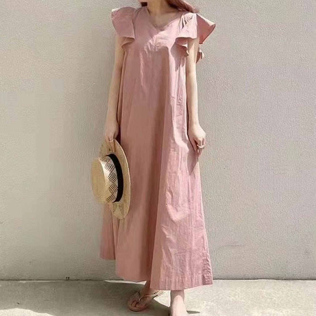 Women's Ruffle Sleeve Dress Loose Slimming