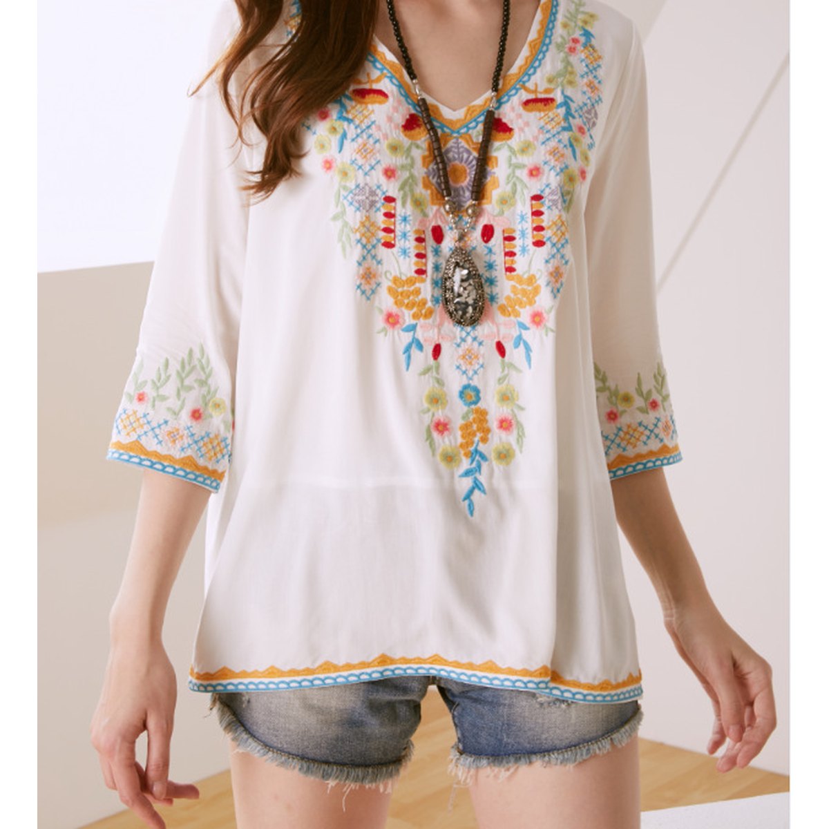 Women's Shirt Embroidery Loose Slimming