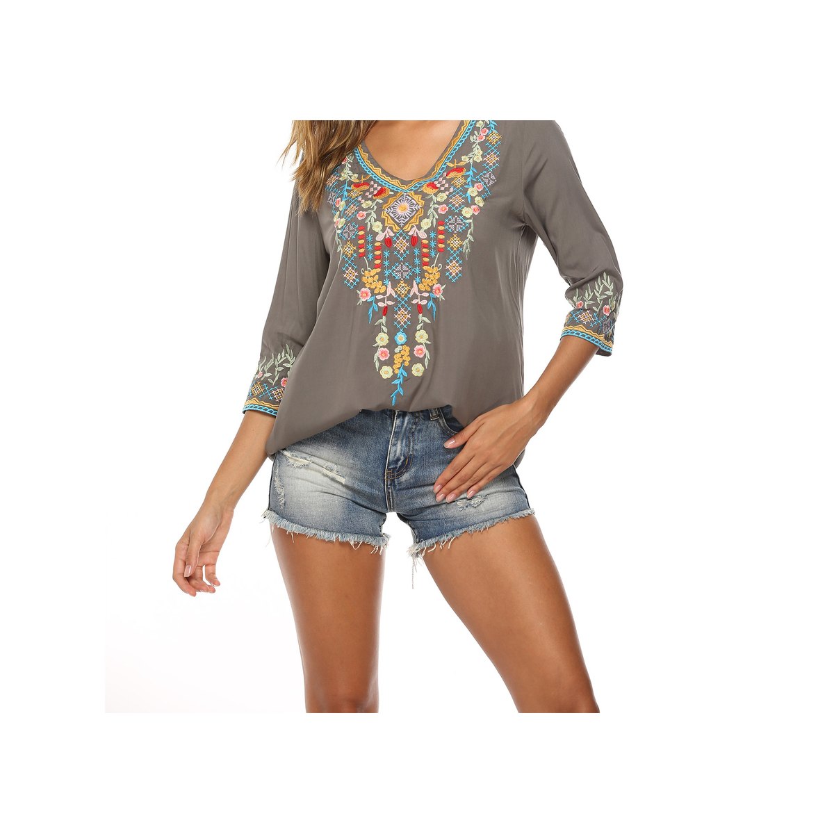 Women's Shirt Embroidery Loose Slimming