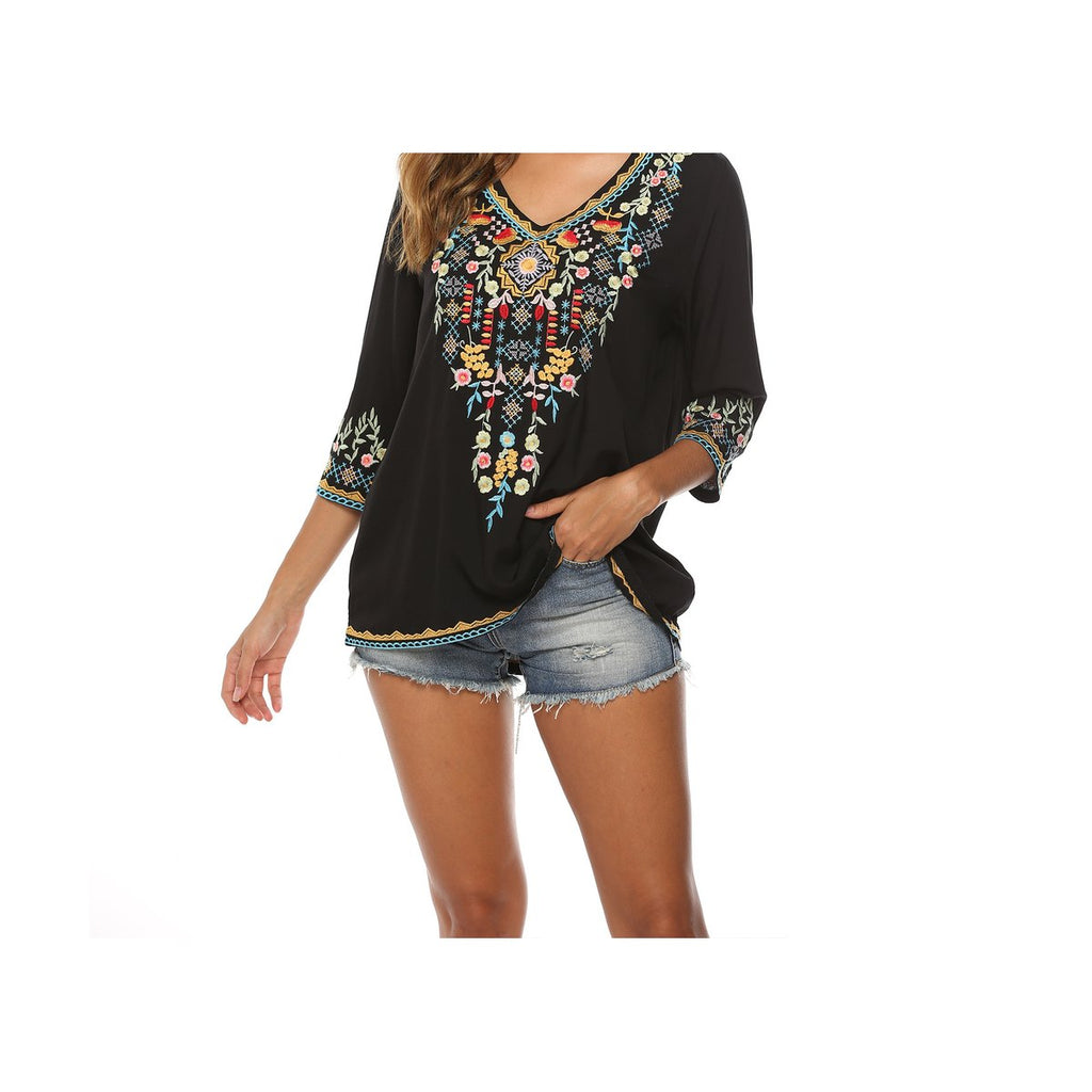 Women's Shirt Embroidery Loose Slimming