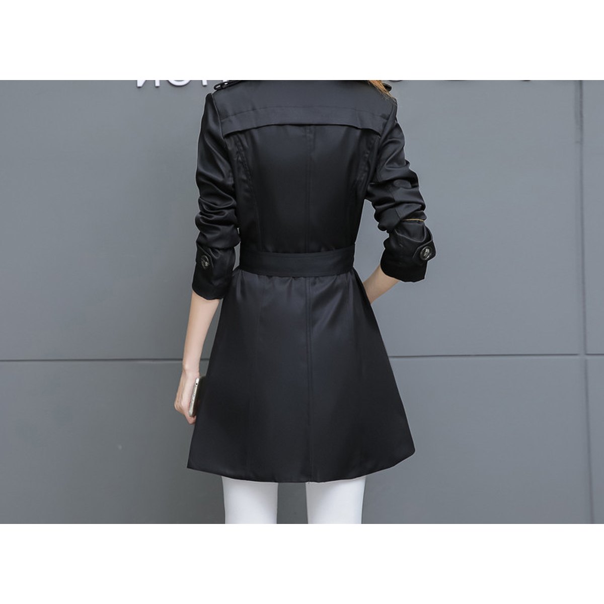 Women's Slim Trench Coat Plus Size Mid-length