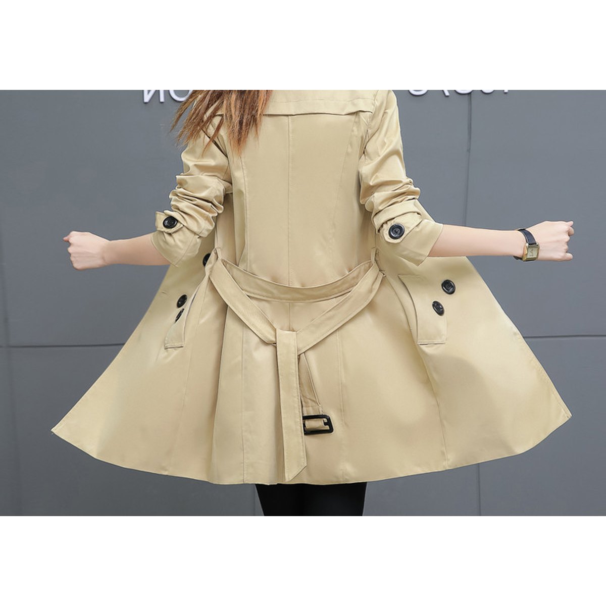 Women's Slim Trench Coat Plus Size Mid-length