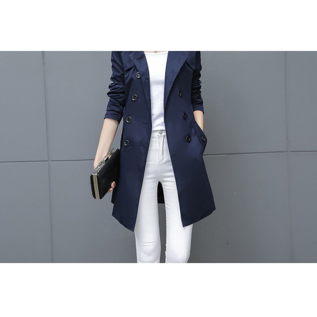 Women's Slim Trench Coat Plus Size Mid-length