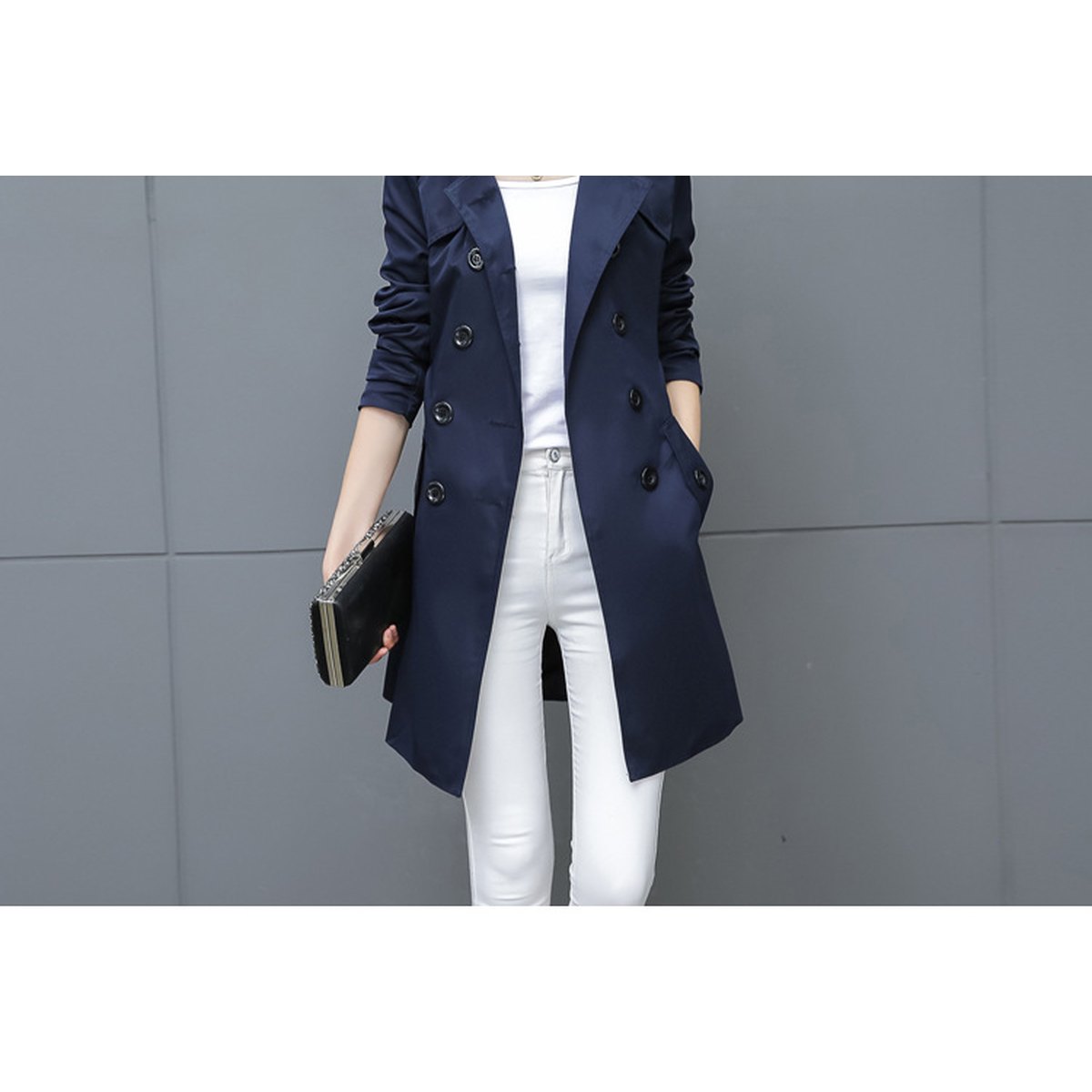 Women's Slim Trench Coat Plus Size Mid-length