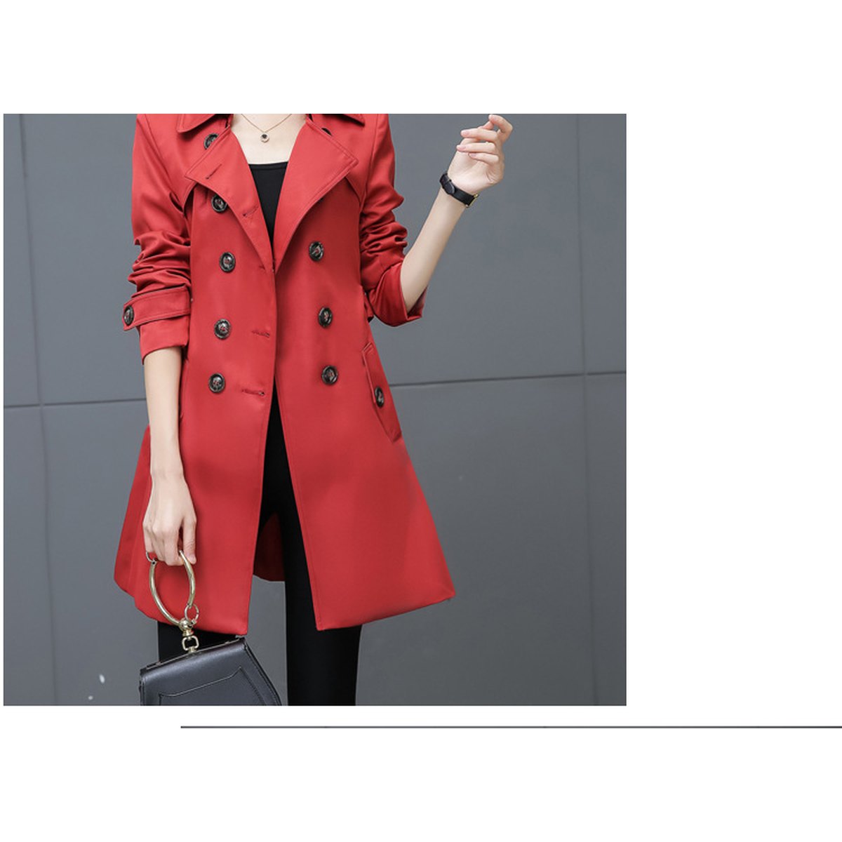 Women's Slim Trench Coat Plus Size Mid-length