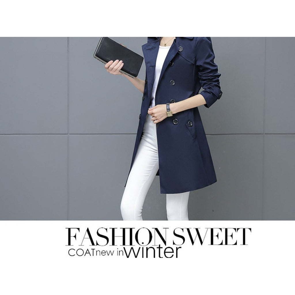 Women's Slim Trench Coat Plus Size Mid-length