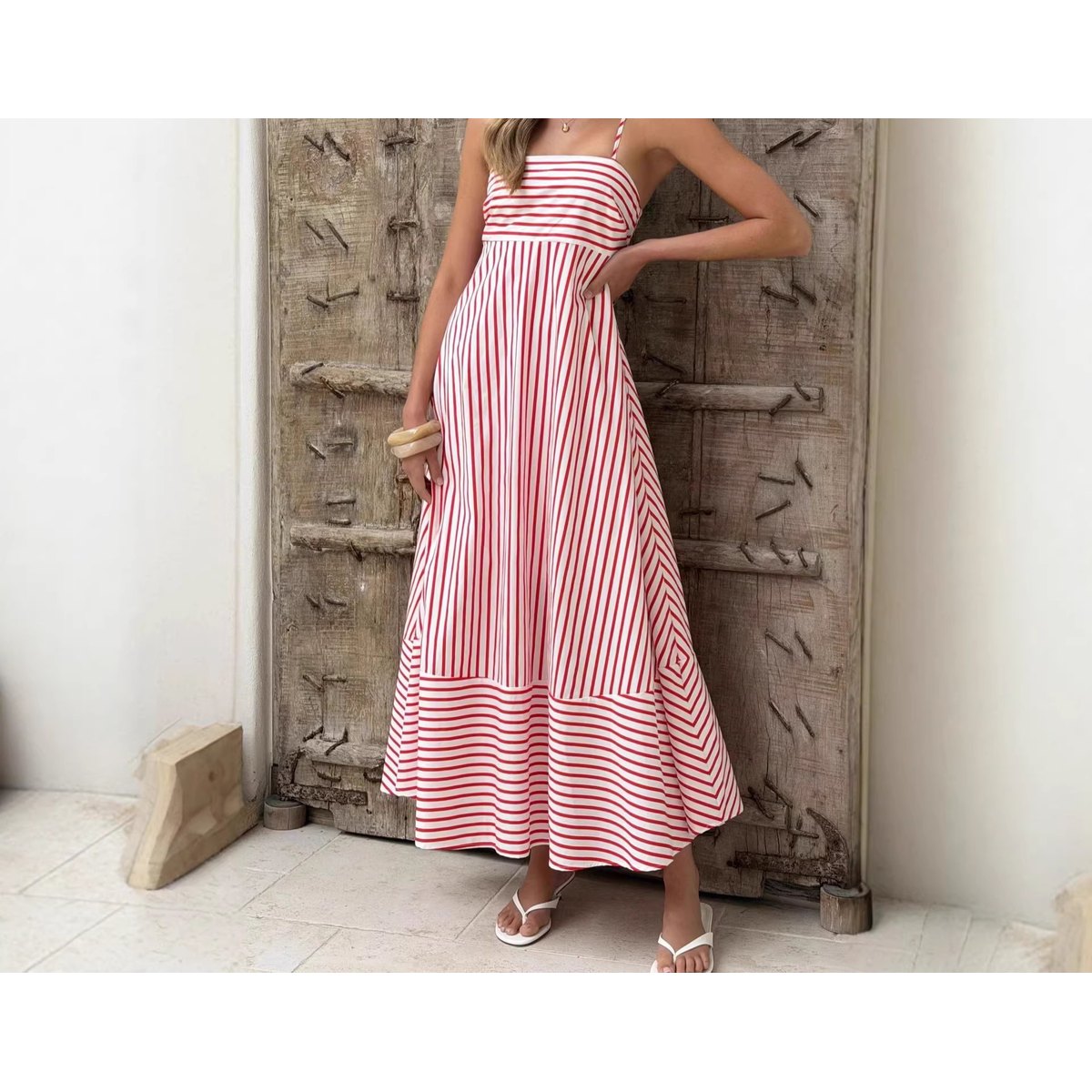 Women's Striped Printed Maxi Dress
