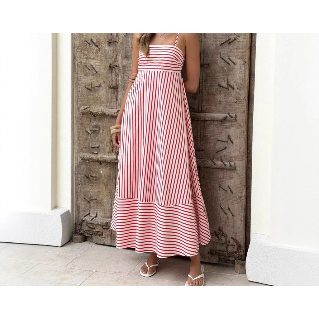 Women's Striped Printed Maxi Dress