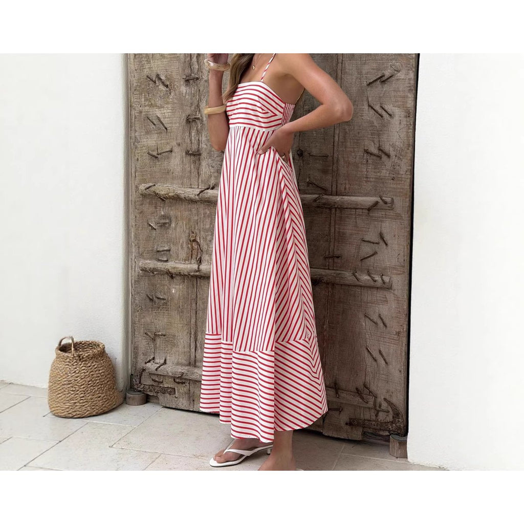Women's Striped Printed Maxi Dress