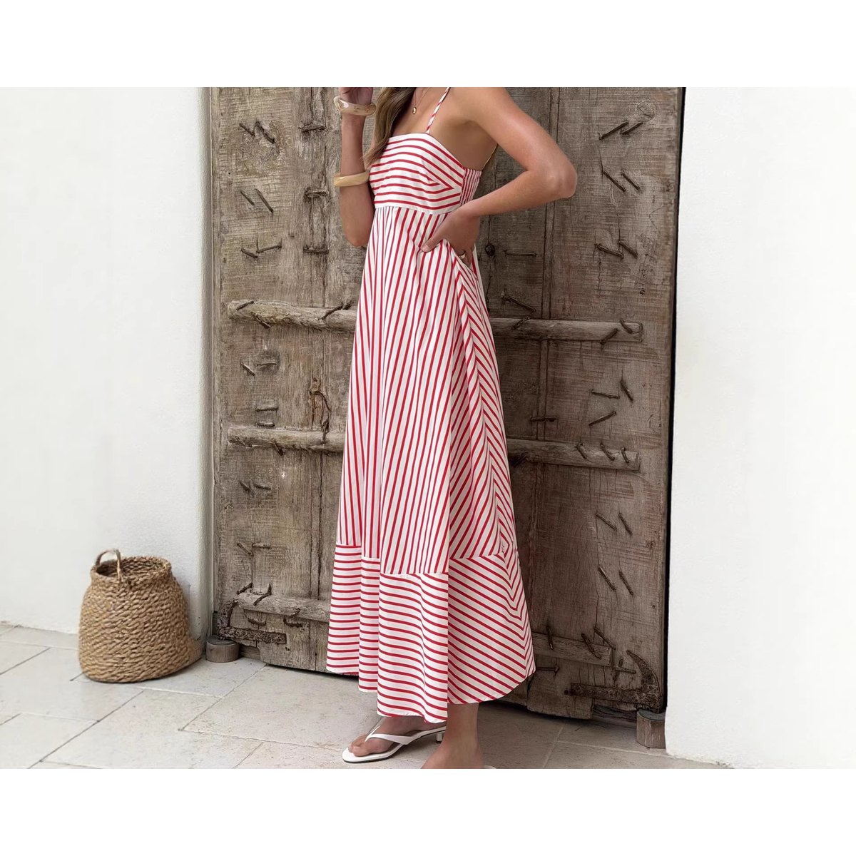 Women's Striped Printed Maxi Dress