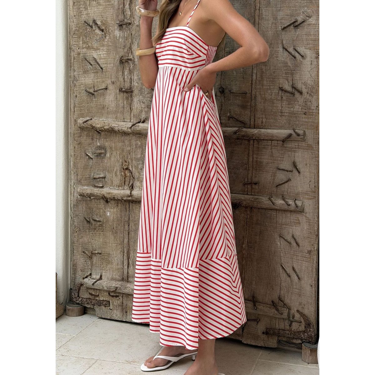 Women's Striped Printed Maxi Dress