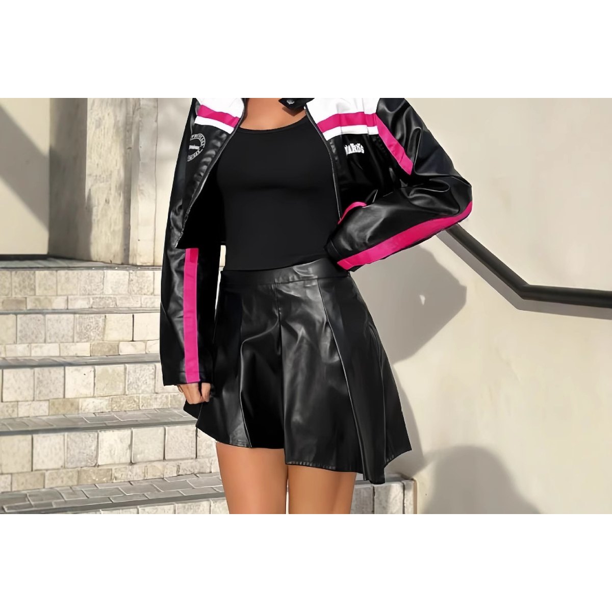 Women's Striped Zipper Coat