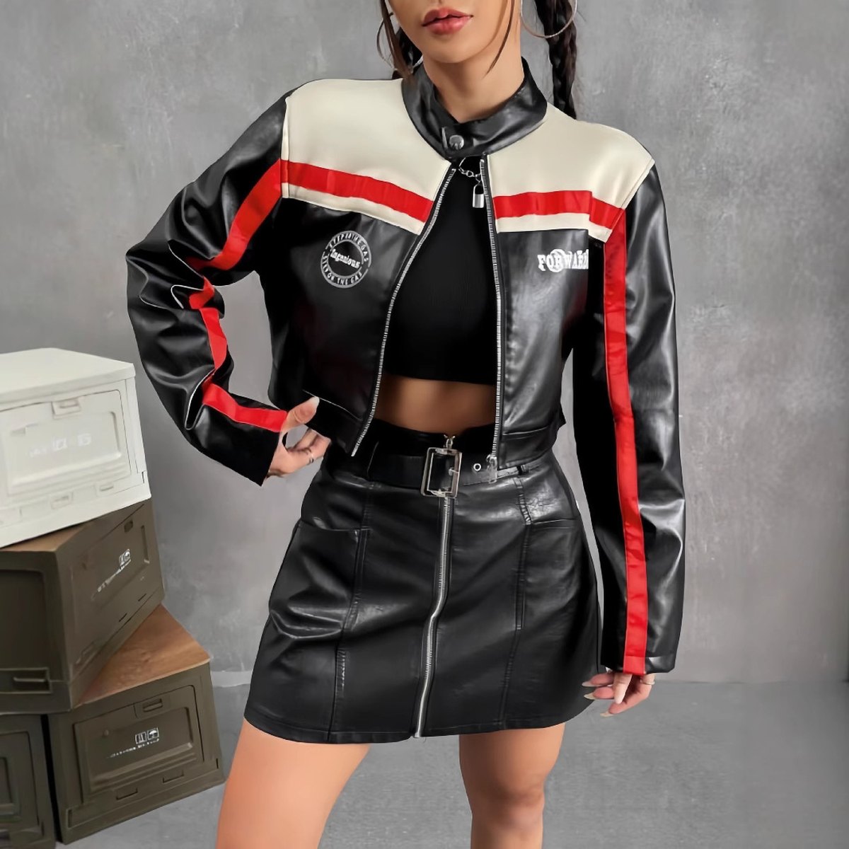 Women's Striped Zipper Coat