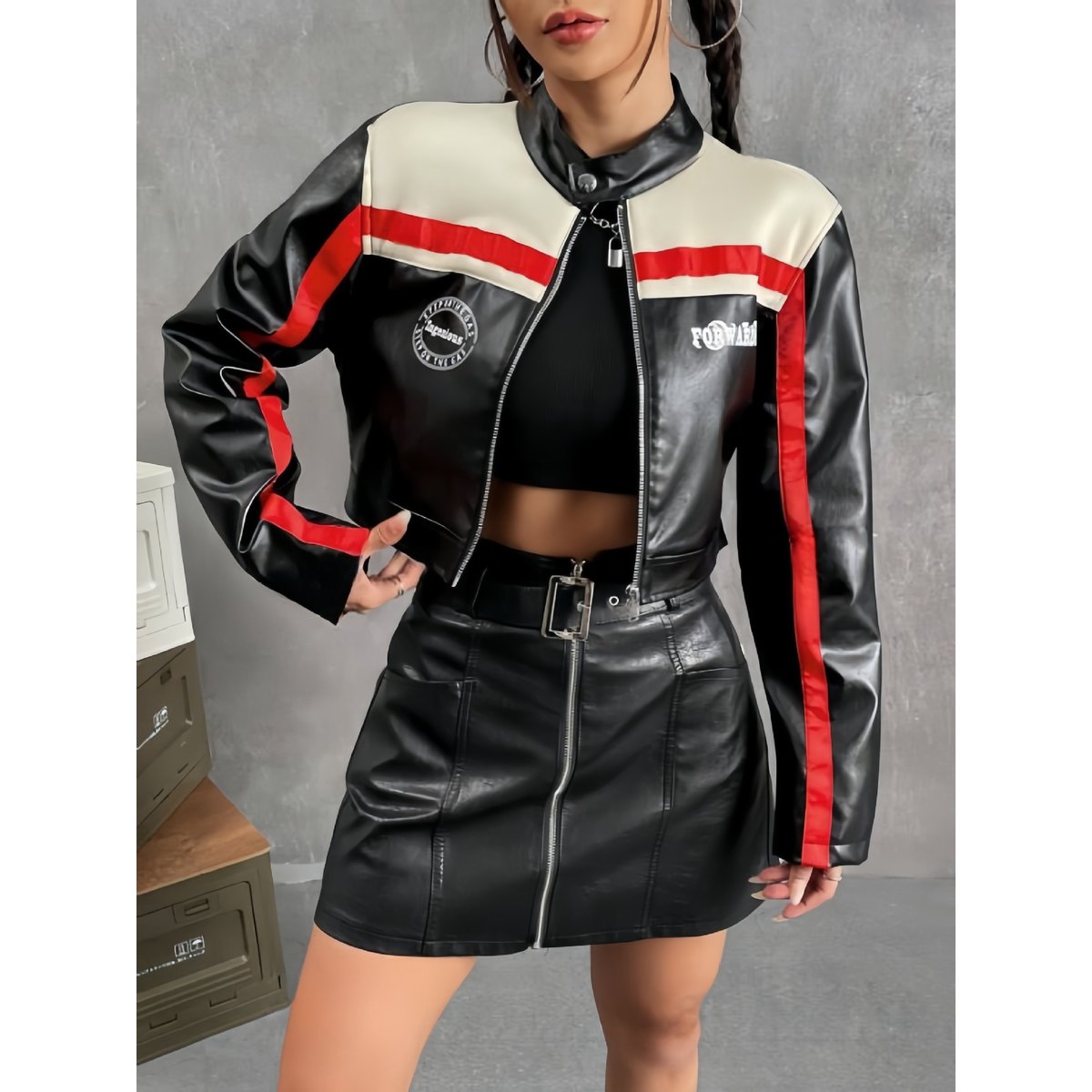 Women's Striped Zipper Coat