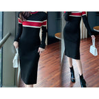Women's Stylish Elegant Striped Knit Dress