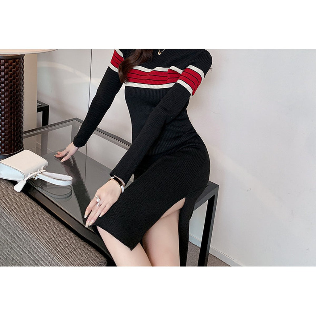 Women's Stylish Elegant Striped Knit Dress