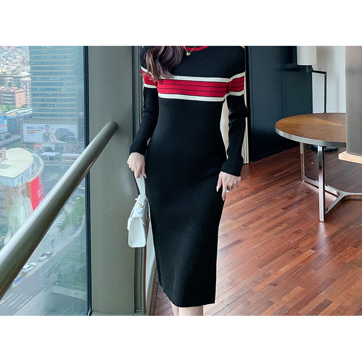 Women's Stylish Elegant Striped Knit Dress