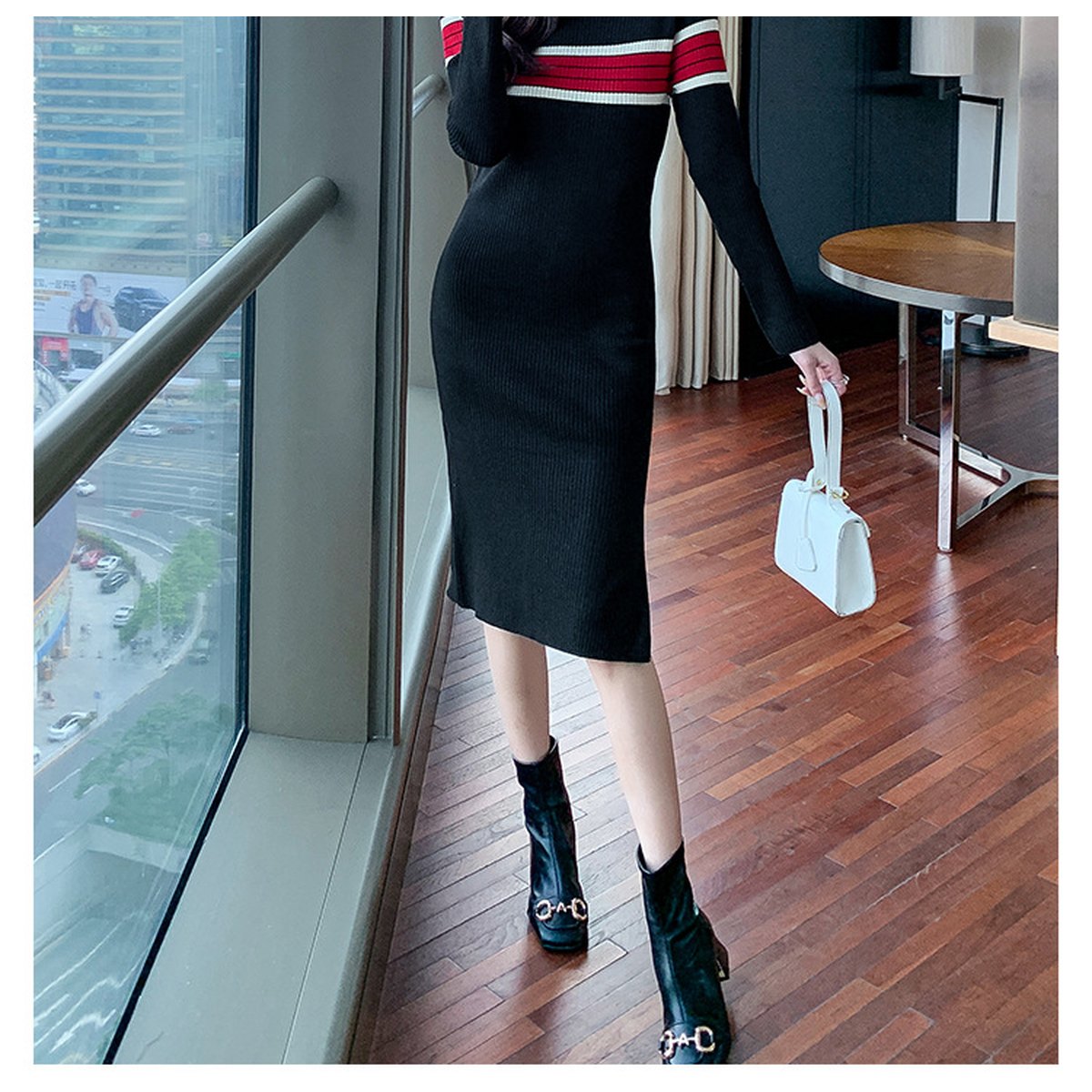 Women's Stylish Elegant Striped Knit Dress