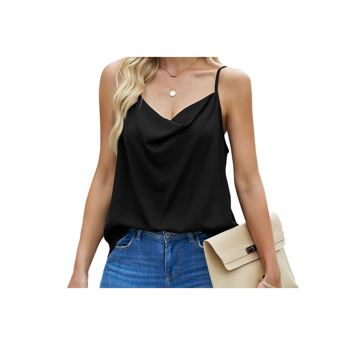 Women's Top Loose V-neck Chiffon Tank