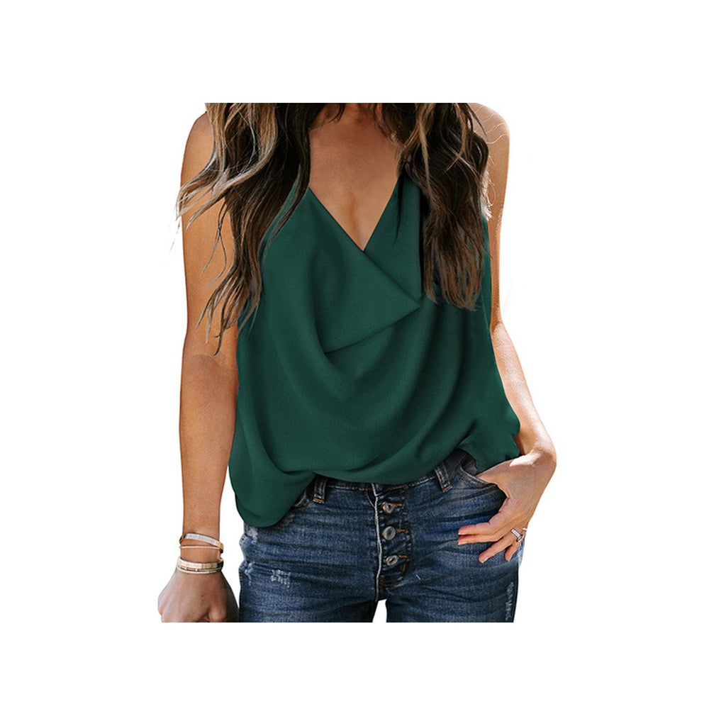 Women's Top Loose V-neck Chiffon Tank
