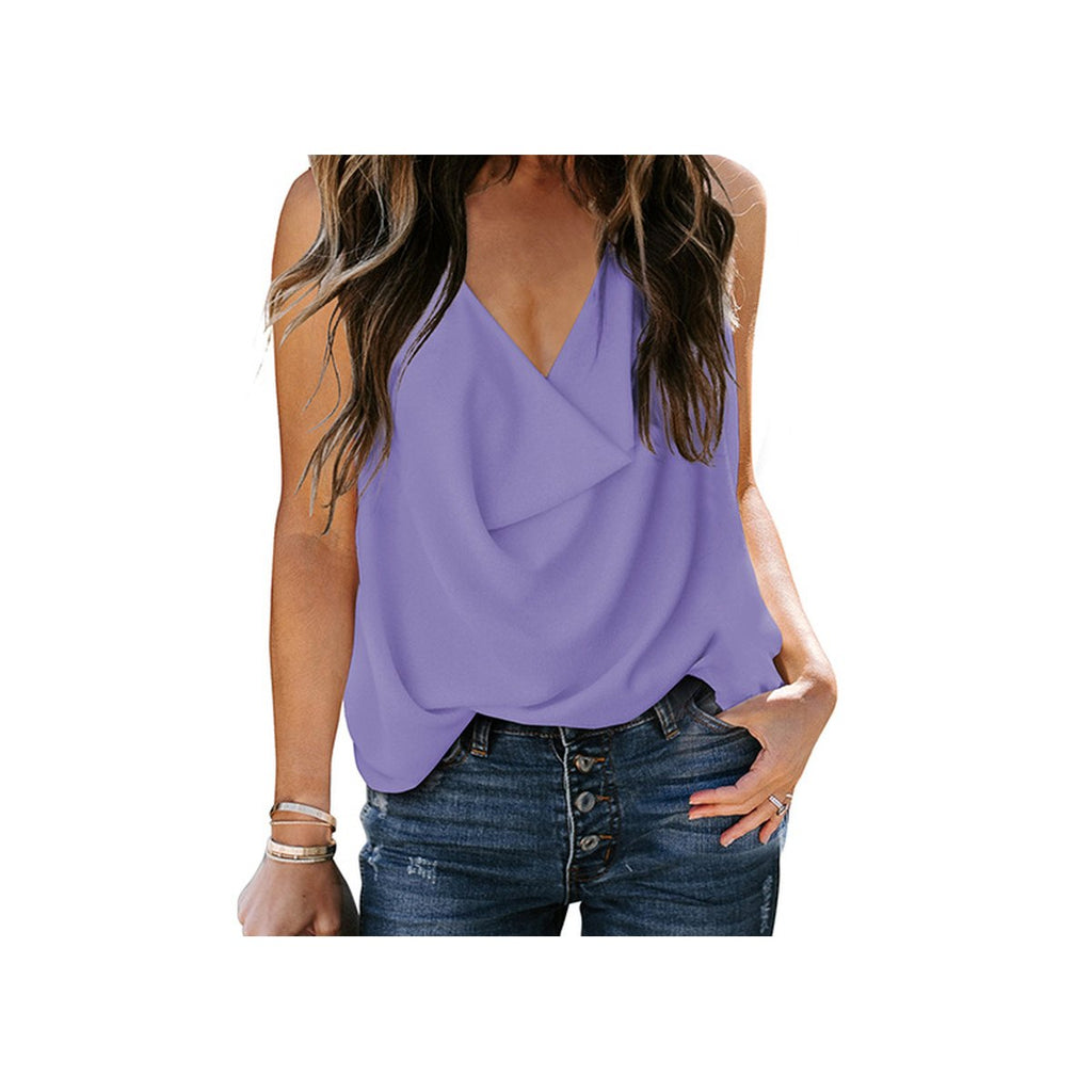Women's Top Loose V-neck Chiffon Tank
