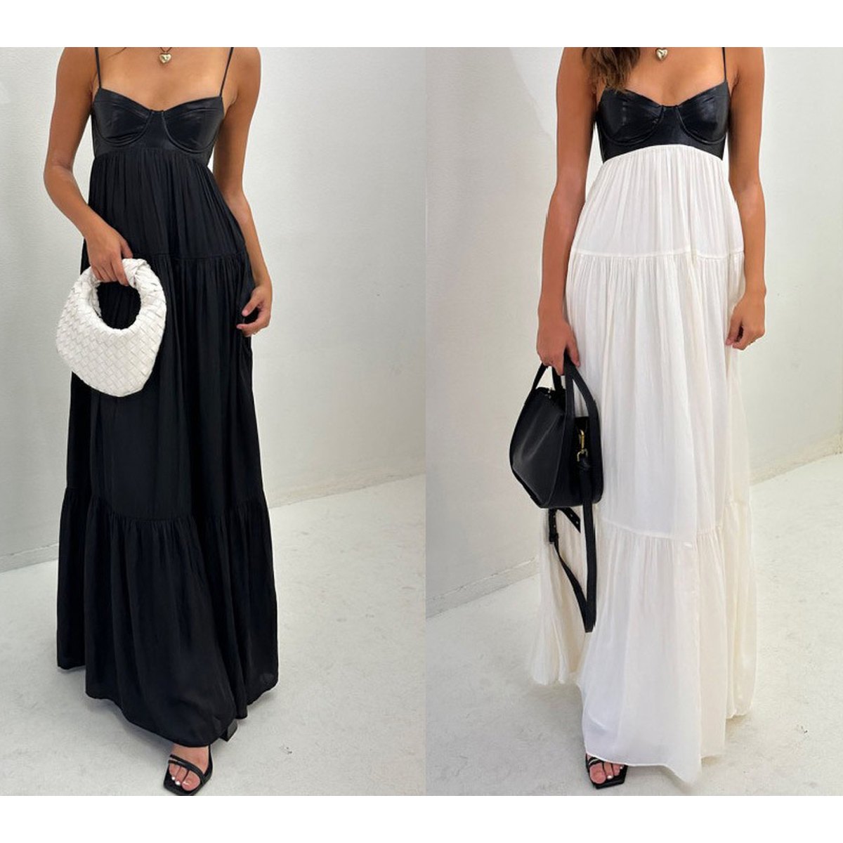 Women's Tube-top Patchwork Maxi Dress