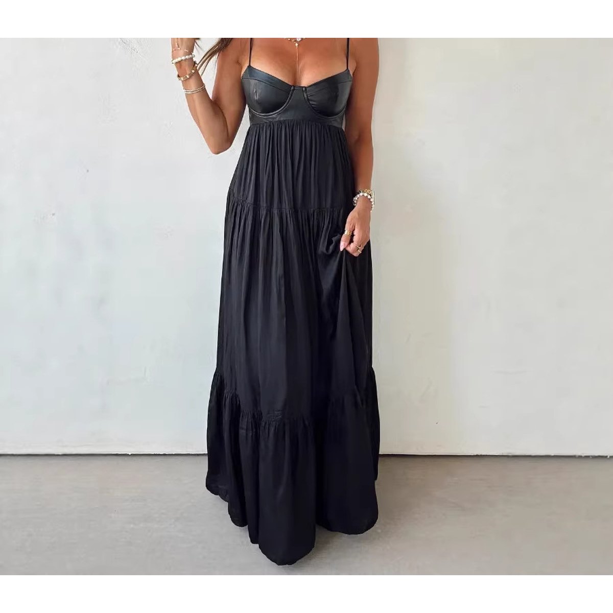 Women's Tube-top Patchwork Maxi Dress
