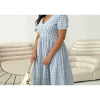 Women's V-neck Fitted-waist Midi-length Dress