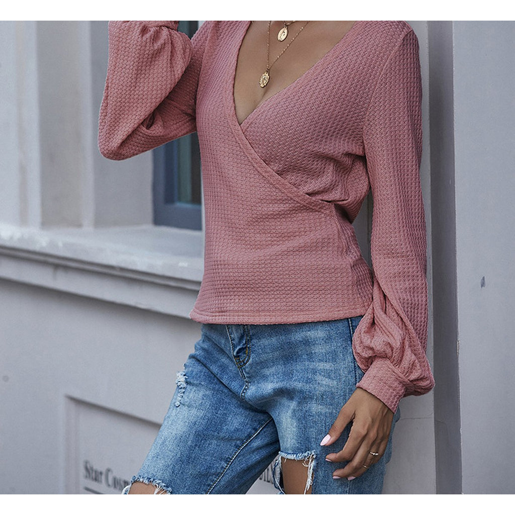 Women's V-Neck Long Sleeve Top
