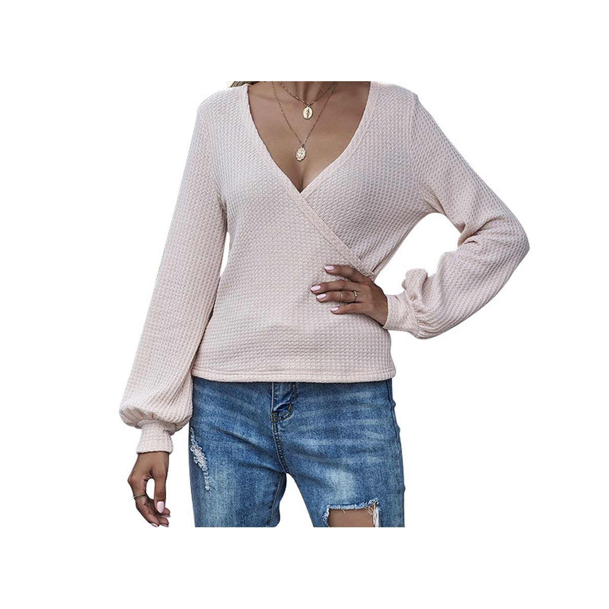 Women's V-Neck Long Sleeve Top