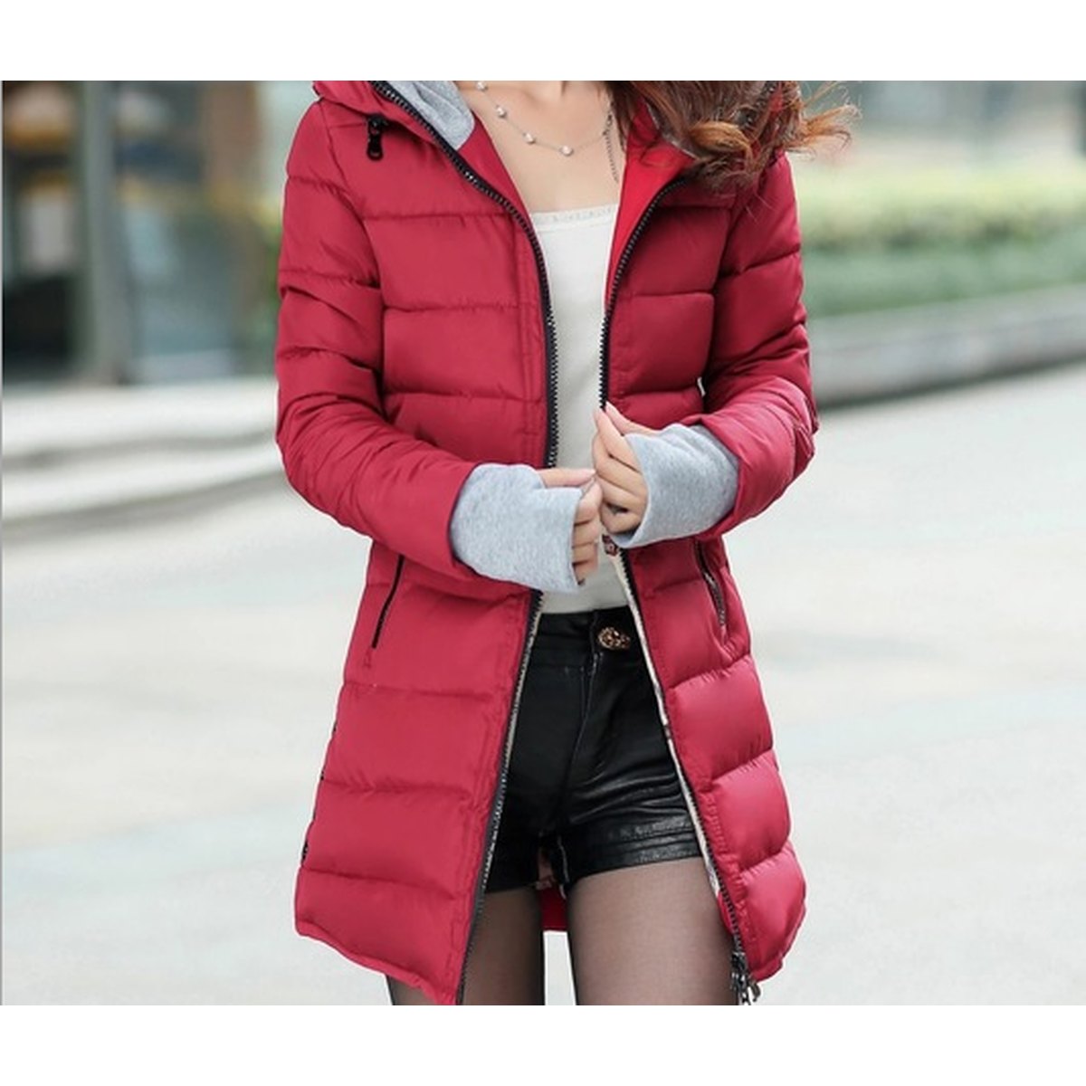 Women's Windproof Waterproof Jacket Coat Padded Long Section