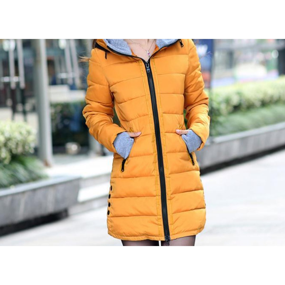 Women's Windproof Waterproof Jacket Coat Padded Long Section
