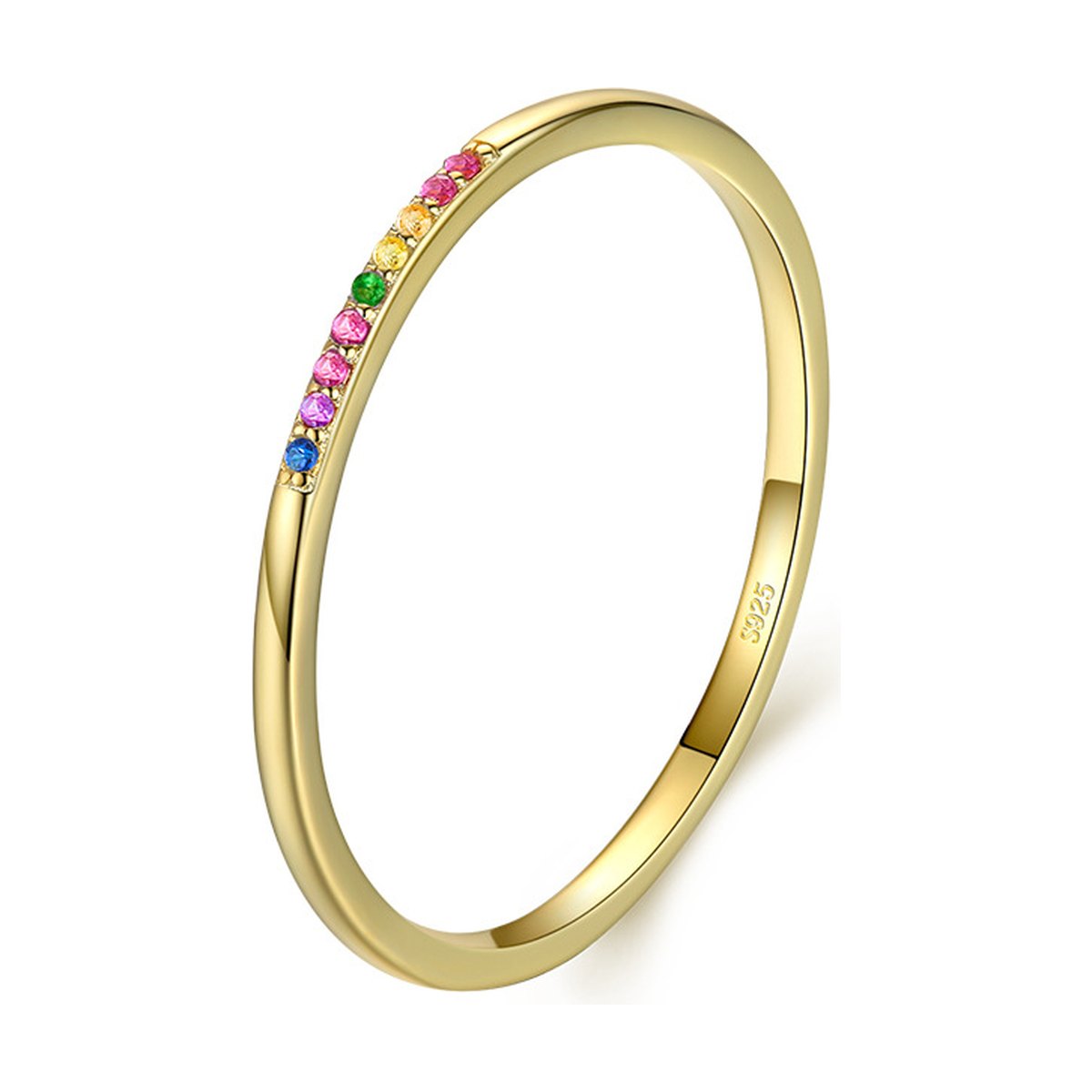 Rainbow Stone Ring, Sterling Silver