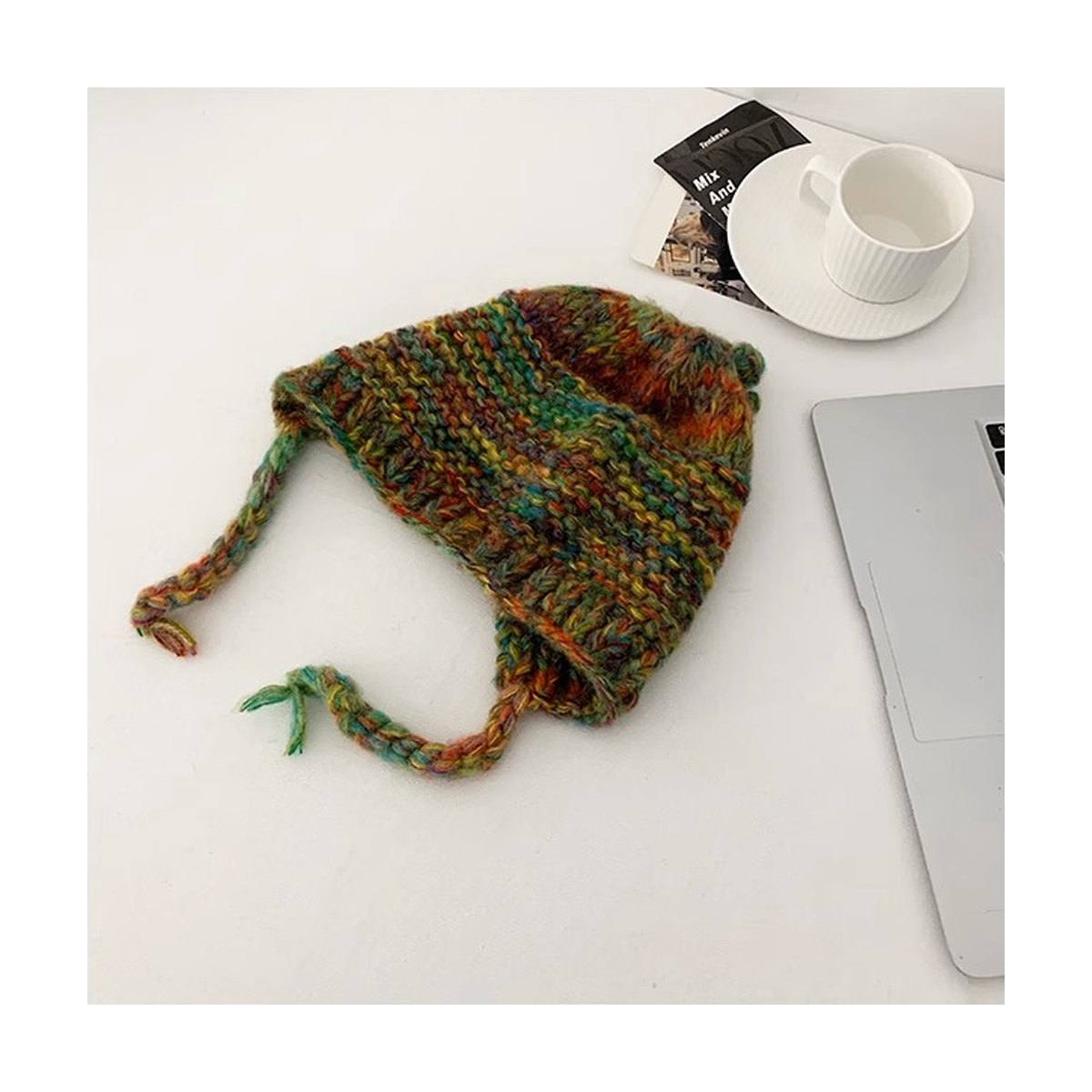 Rainbow Wool Knitted Toe Cap Beanie Hat