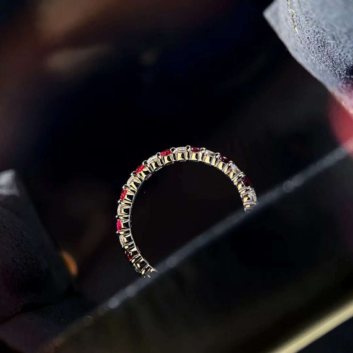 Red Stone Row Ring
