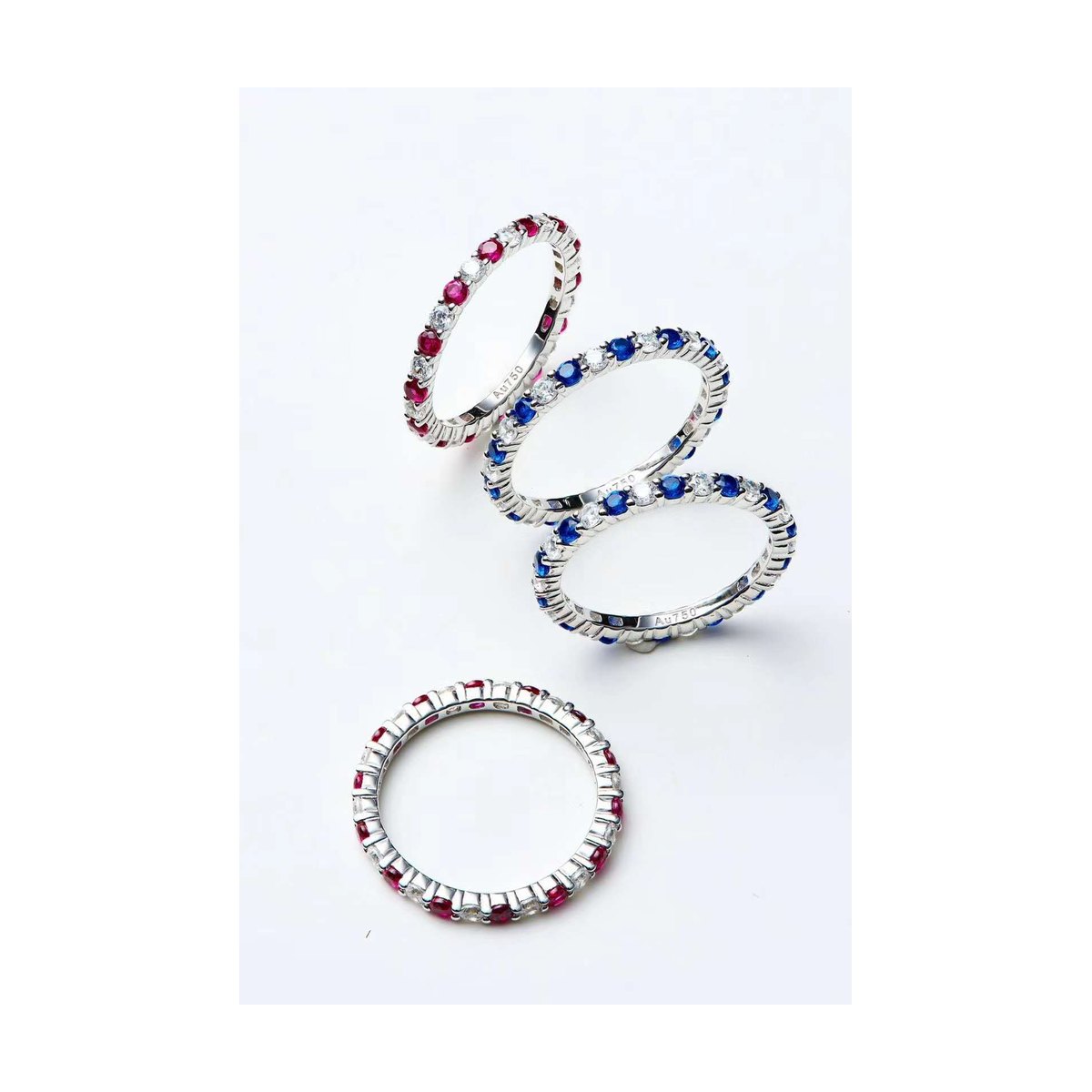 Red Stone Row Ring