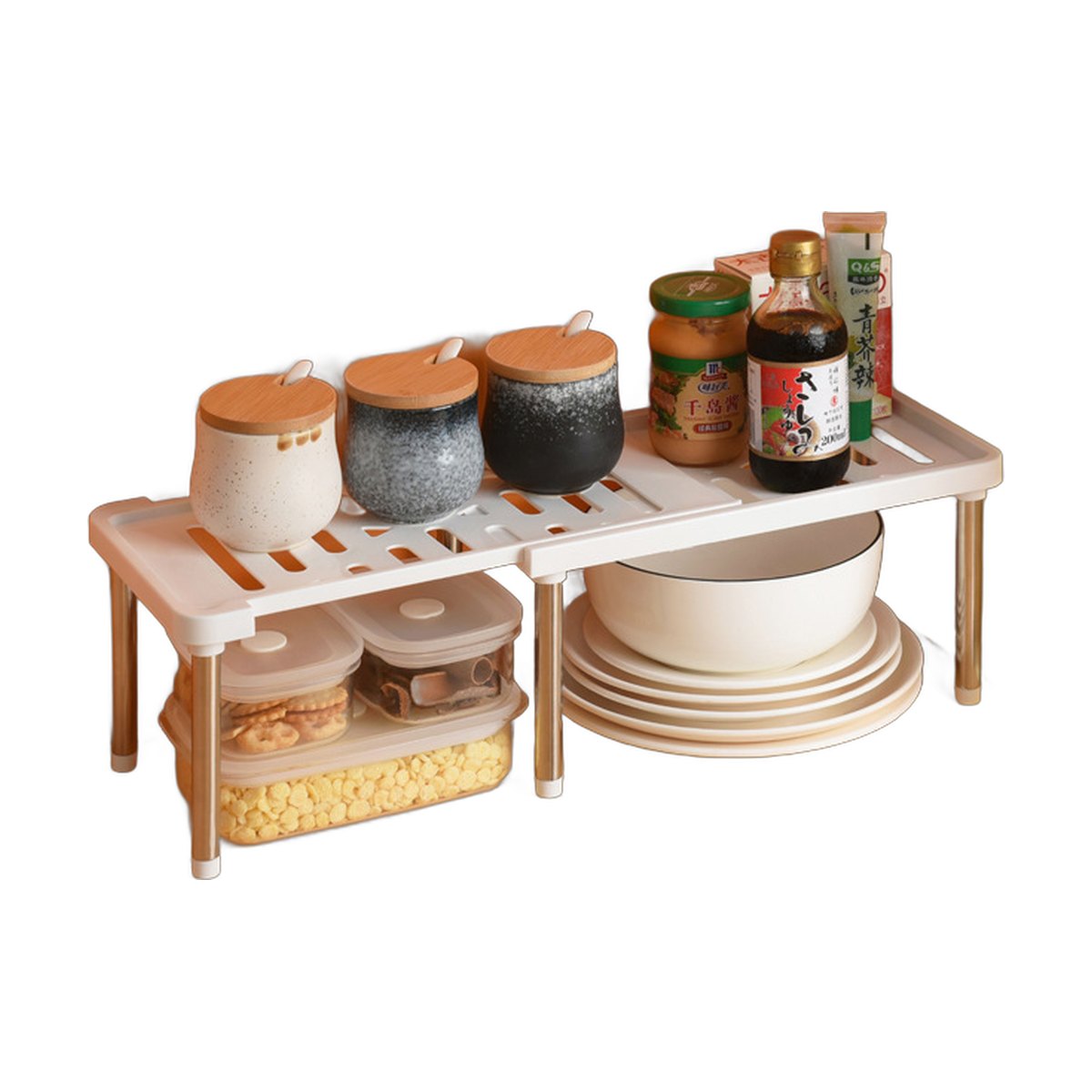 Retractable Layered Storage Racks Bathroom Debris Organizer