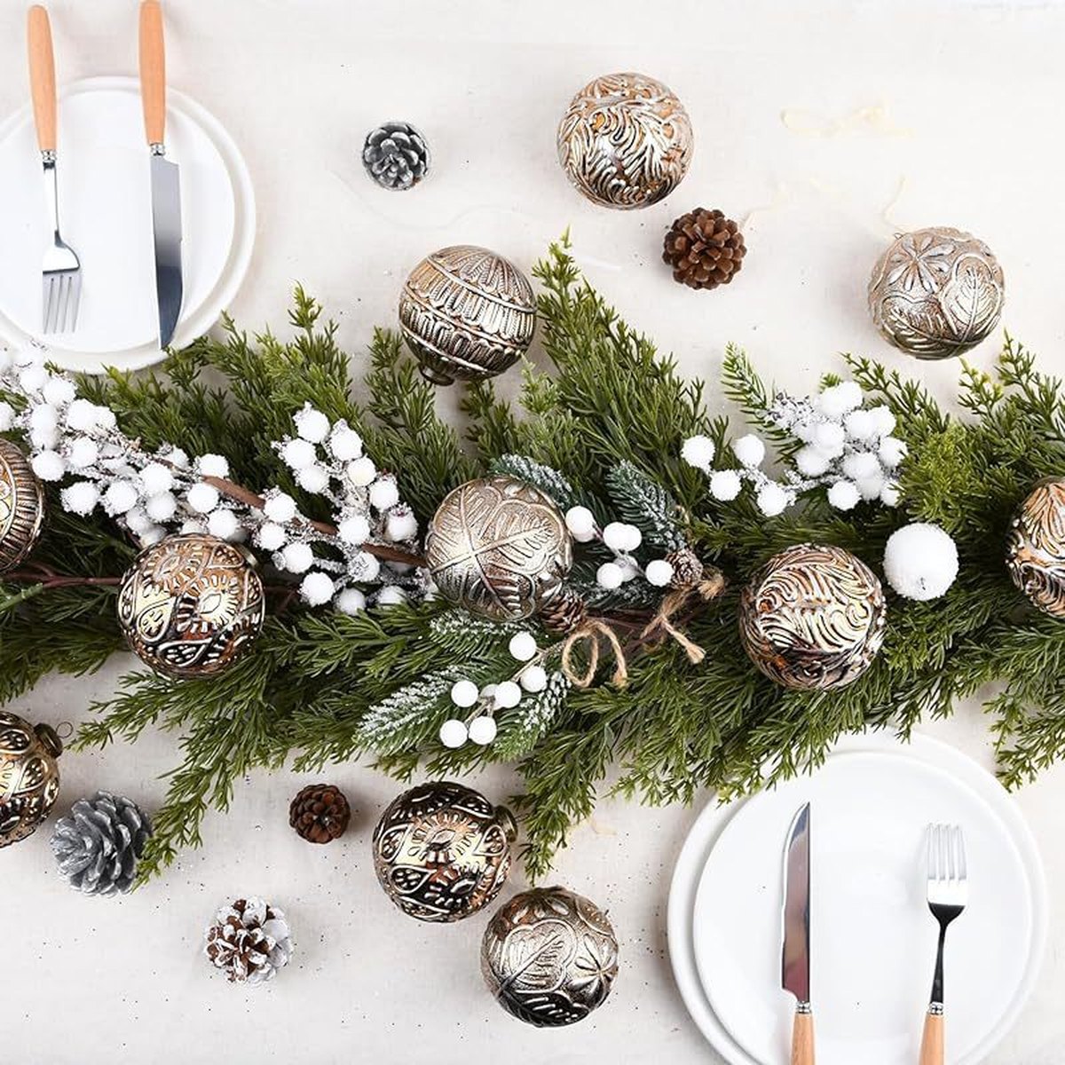 Retro Christmas Baubles 8 cm, 12 Pieces