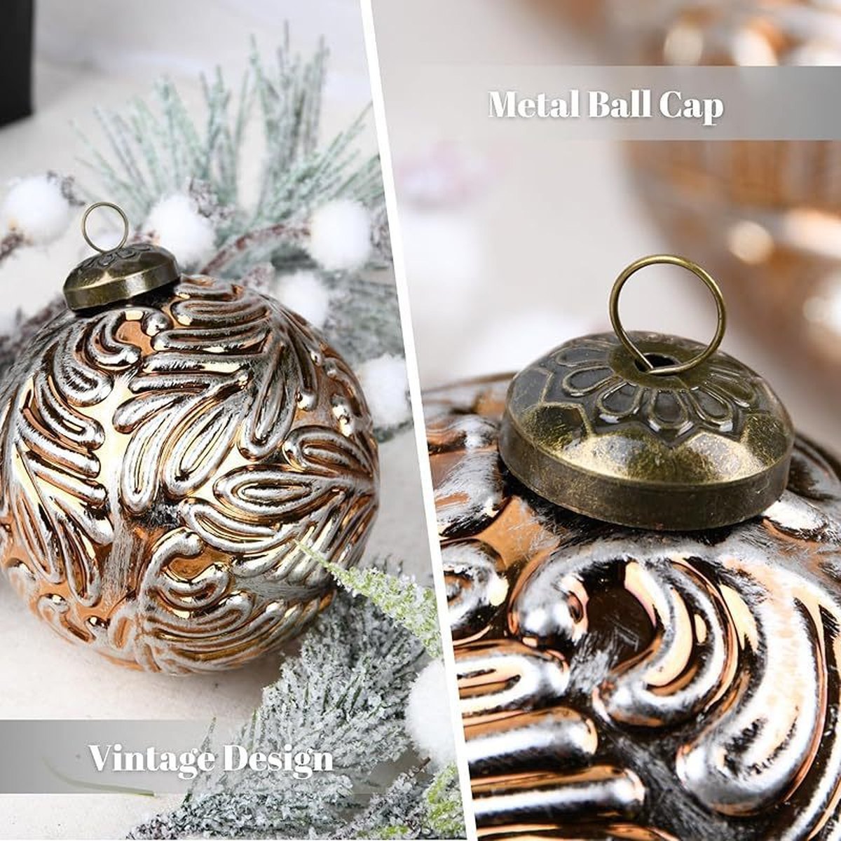 Retro Christmas Baubles 8 cm, 12 Pieces