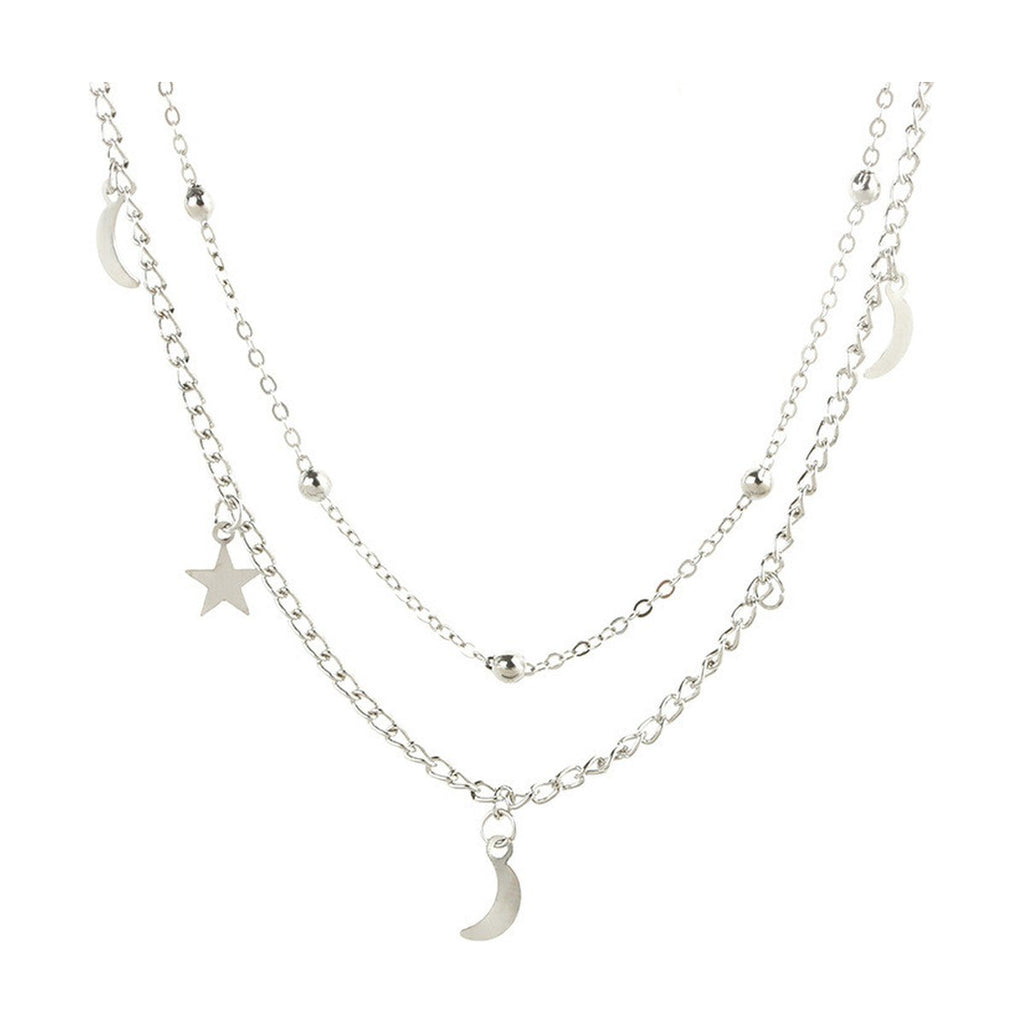Retro Layered Necklace Moon Star Sequined