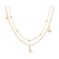 Retro Layered Necklace Moon Star Sequined
