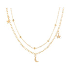 Retro Layered Necklace Moon Star Sequined