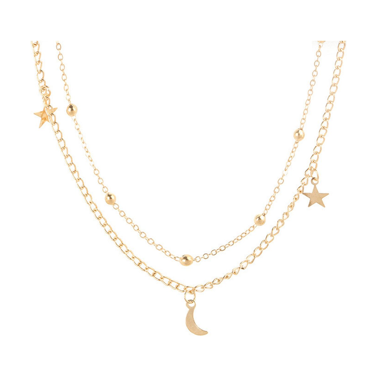 Retro Layered Necklace Moon Star Sequined