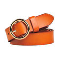 Retro Pure Leather Belt Round Buckle Fine